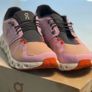 On Running Women's Pink and Black Running Shoes